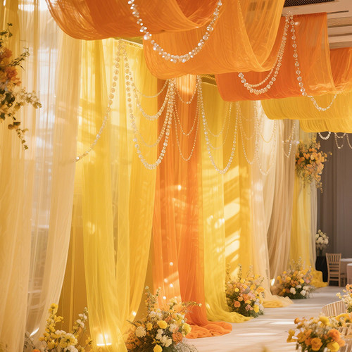 黄色系幼儿园纱幔透明薄纱