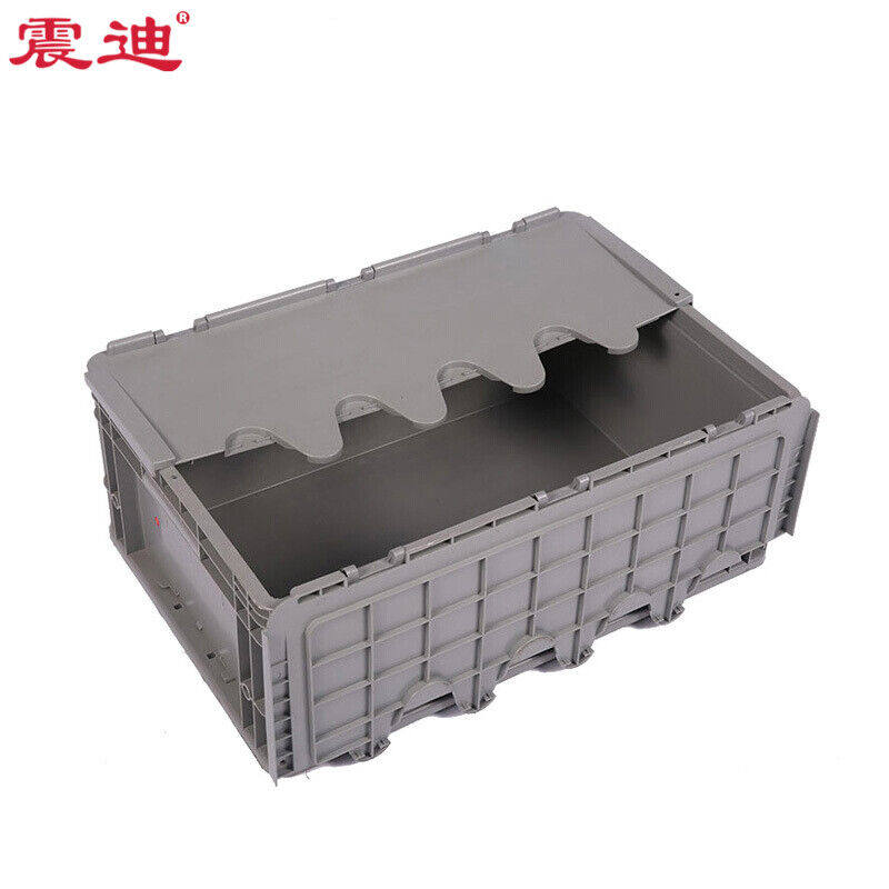 震迪翻盖周转箱灰色物流塑料箱运输胶箱400*300*230可定制K647_虎窝淘