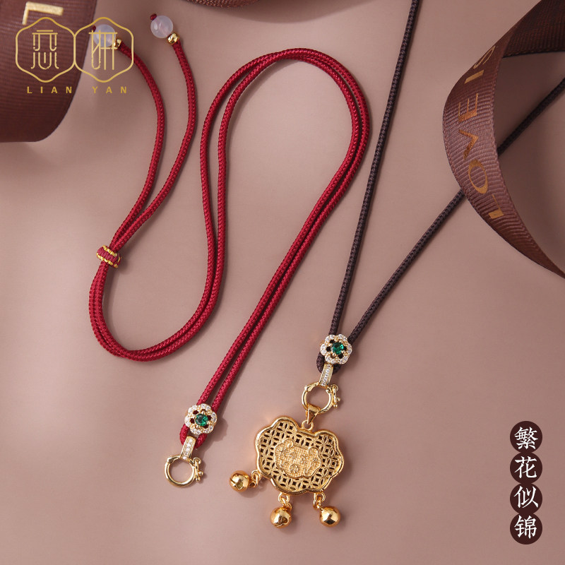 免绑卡扣项链挂绳黄金镶玉吊坠玉坠挂绳瓜子扣泰国佛牌毛衣链可调