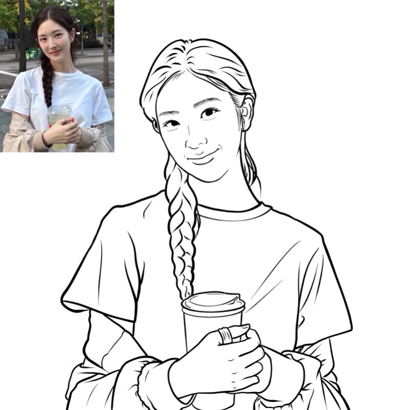 手绘头像写实黑白线条简笔画纹身刺青手稿设计真人照片转手绘