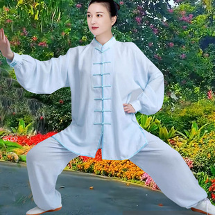 套装 男女同款 天丝棉麻唐装 中式 复古国风女上衣禅意太极服茶服 大码