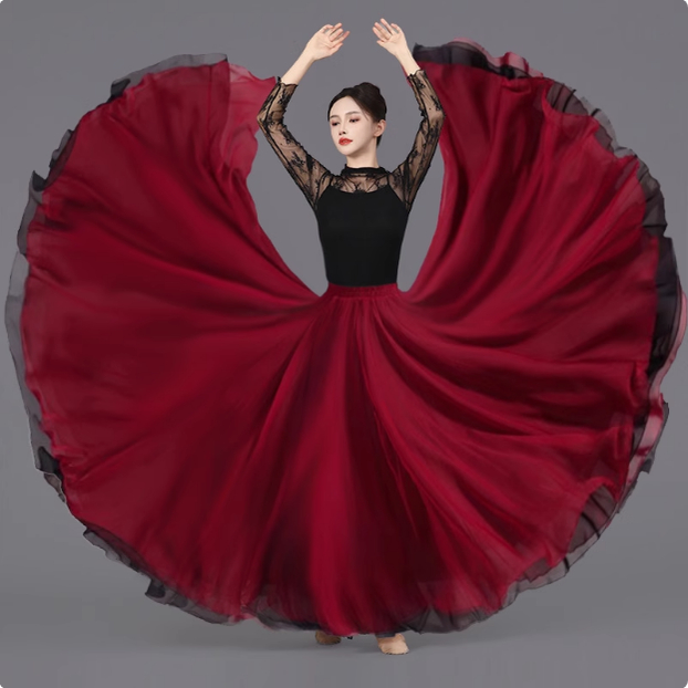 大摆裙天丝半身裙女双面穿舞蹈裙