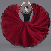 1080度大摆裙天丝半身裙女双面穿舞蹈裙飘逸新疆舞演出服跳舞裙子