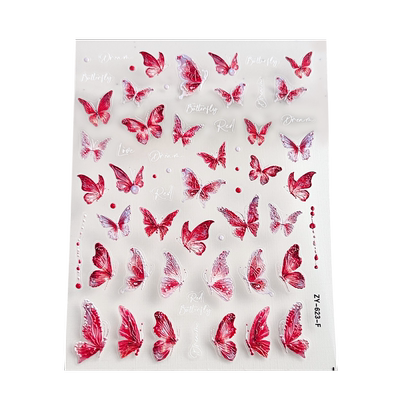 gaoy戈雅果冻蝴蝶美甲贴纸网红爆款贝壳光纯欲风浮雕蝴蝶指甲饰品