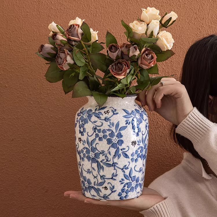 新中式青花复古陶瓷花瓶客厅插花