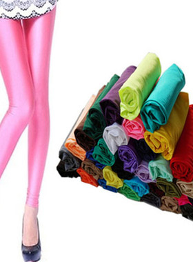 超弹力荧光裤休闲打底裤女外穿显瘦光泽裤薄款九分大码裤子女夏天