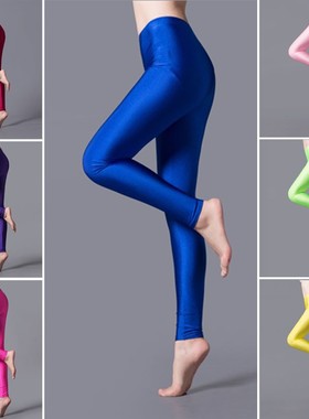 春夏亮面冰丝女士弹力光泽紧身九分打底裤外穿珠光丝滑健美裤薄款