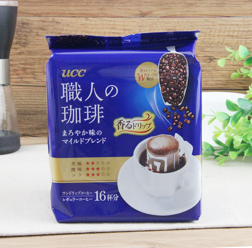 日本ucc职人咖啡 滴漏滤泡式挂耳咖啡 甘香柔和 16袋入包邮
