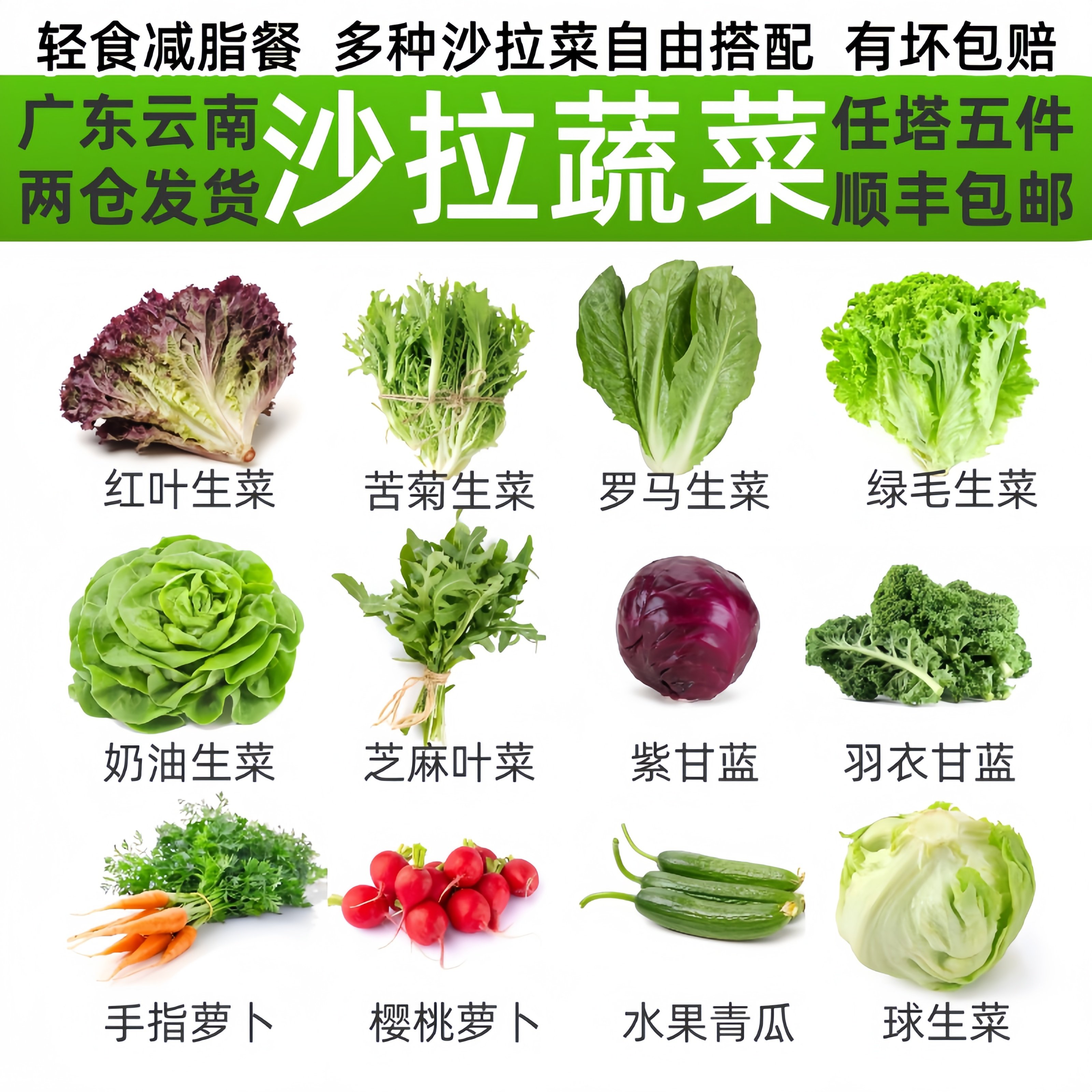 新鲜即食沙拉蔬菜混合生菜