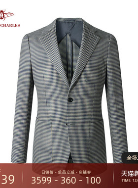 【卓雅系列】COLOMBO进口羊毛面料千鸟格休闲西服男半里薄款外套