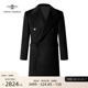 黑色双排扣羊毛羊绒混纺中长款 秋冬新品 毛呢大衣男 含30%羊绒