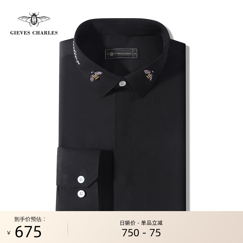GIEVESCHARLES男士刺绣长袖