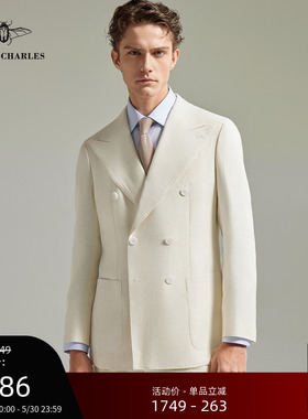 【26春新品】休闲度假风双排扣西服套装白色薄款透气商务休闲西装