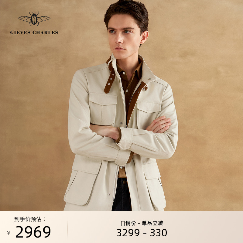 【早秋新品】限量版白色羊反绒拼接撞色帆布M65夹克痞帅户外夹克