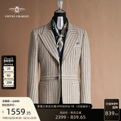 2024秋冬新品 设计师款 羊毛混纺西服外套时尚 戗驳领秋冬西装 男