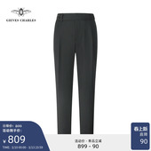 CHARLES那不勒斯高腰西裤 裤 男士 西装 子 黑色纯羊毛商务正装 GIEVES
