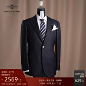 藏蓝进口面料商务休闲金扣西服套装 教父套装 新款 男结婚 Tallia