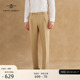 新品 春秋男裤 卡其色纯棉单褶商务休闲西裤 商务通勤长裤 子 男士