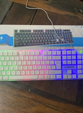 新款式悬浮按键通用USB有线发光白色键盘笔记本台式电脑办公家用