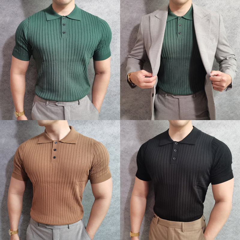 肌肉鲨鱼短袖休闲针织