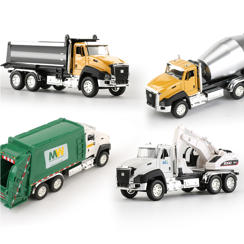 仿真回力合金车头工程车环卫车挖掘机货柜车搅拌车儿童玩具礼物