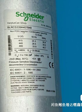schneider BLRCS339A407B48 480v3x156.2uf33.9kvar全新原装薄膜