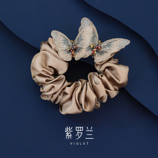 蕾蝶蝴蝶发圈女大肠发圈轻奢发饰头绳生日礼物潮 紫罗兰正版