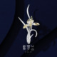 百搭胸花别针节日礼品 时尚 紫罗兰正版 幽芳兰S925银胸针经典