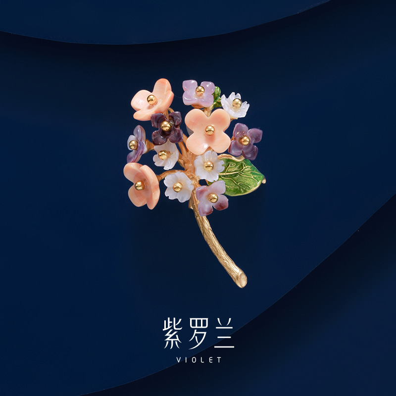 【紫罗兰正版】多彩花S925银胸针