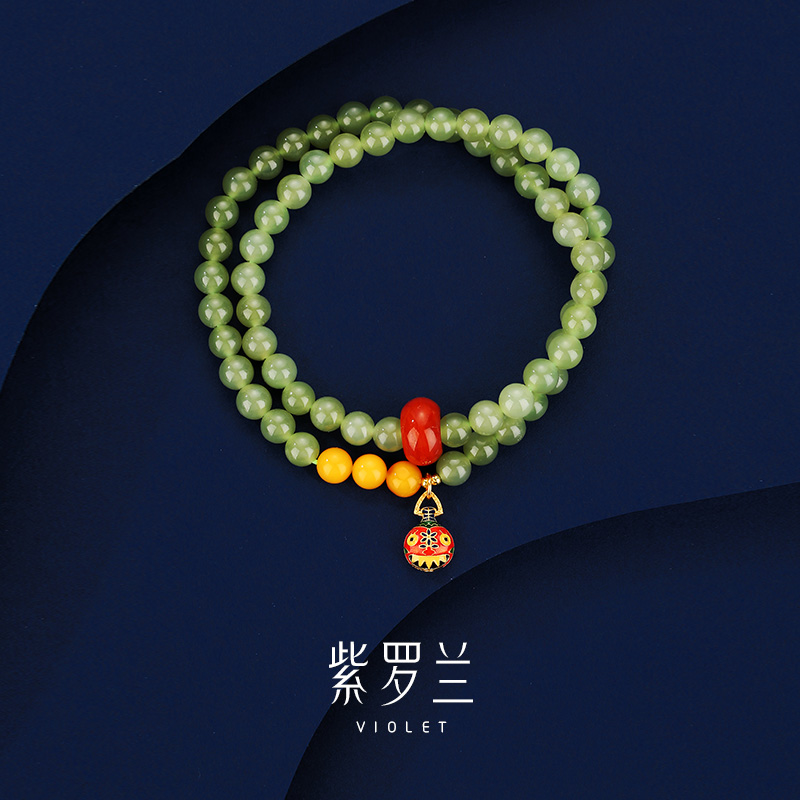 【紫罗兰正版】鼓与手链轻奢和田玉蜜蜡南红新款潮流高档手串手饰