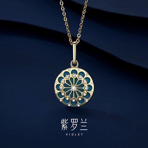 紫罗兰正纷绿S925纯银锁骨链