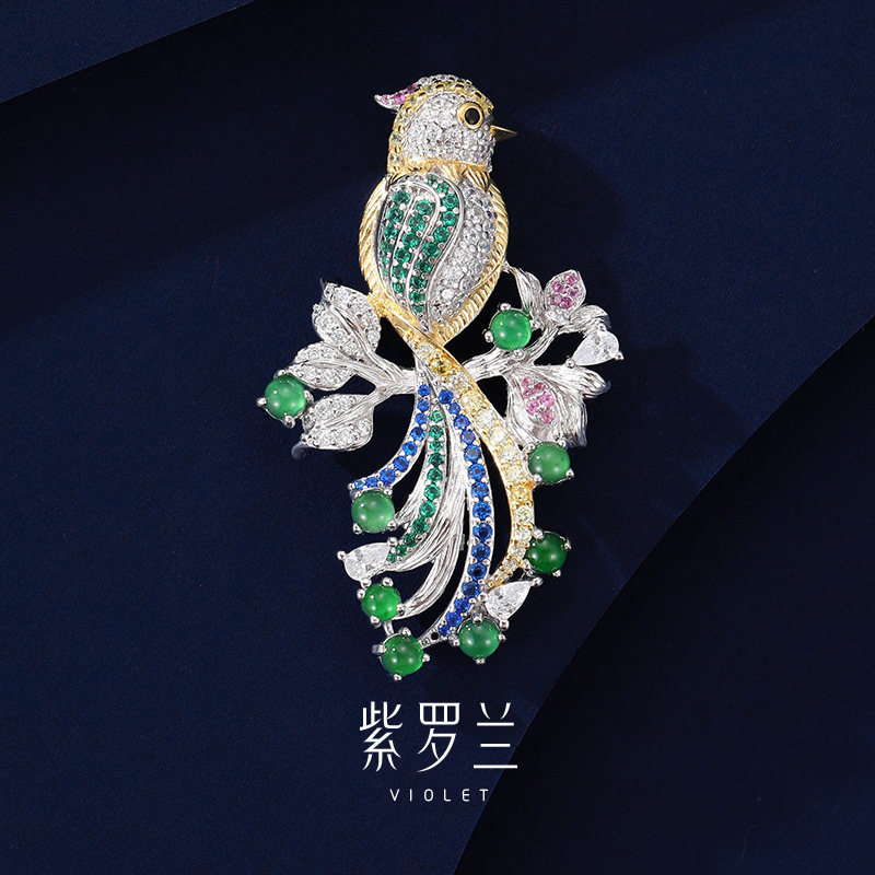 【紫罗兰正版】精雀S925纯银胸针高档女绿胸花生日礼物潮别针,饰品/流行首饰/时尚饰品新,胸针,淘宝优惠券,粉丝福利购,淘宝优惠卷