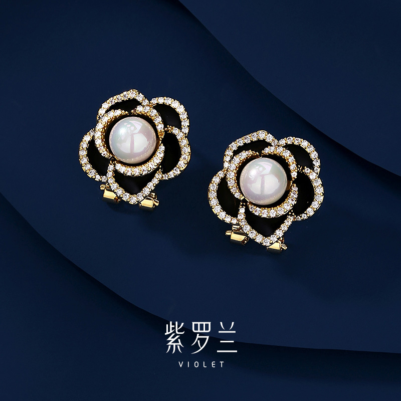紫罗兰正版绮茶珍珠耳钉
