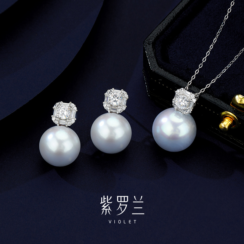 紫罗兰正版灰雾珍珠S925银套装