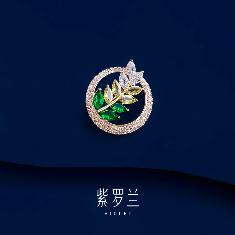 紫罗兰徽叶胸针时尚百搭