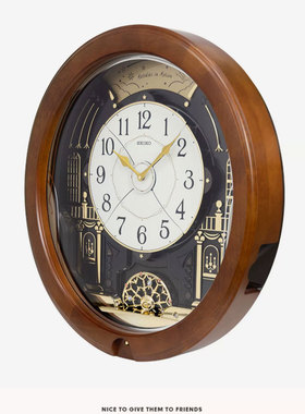 SEIKO日本精工20实木高档挂钟大气欧式音乐客厅音乐钟QXM383B