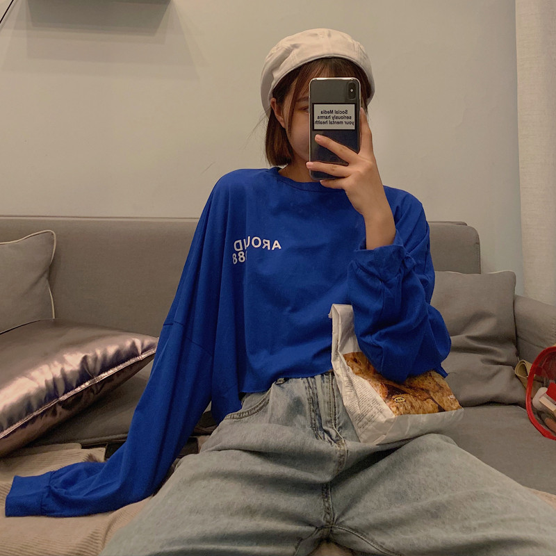宽松慵懒百搭休闲圆领上衣服