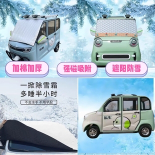 乐生F12四轮电动车遮雪挡加厚防雪罩前挡磁吸式遮阳防雪防霜半罩