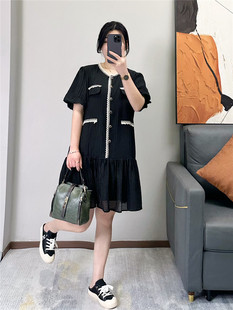 法式洋气小香风连衣裙2025新款夏季小个子气质名媛高级感胖mm裙子