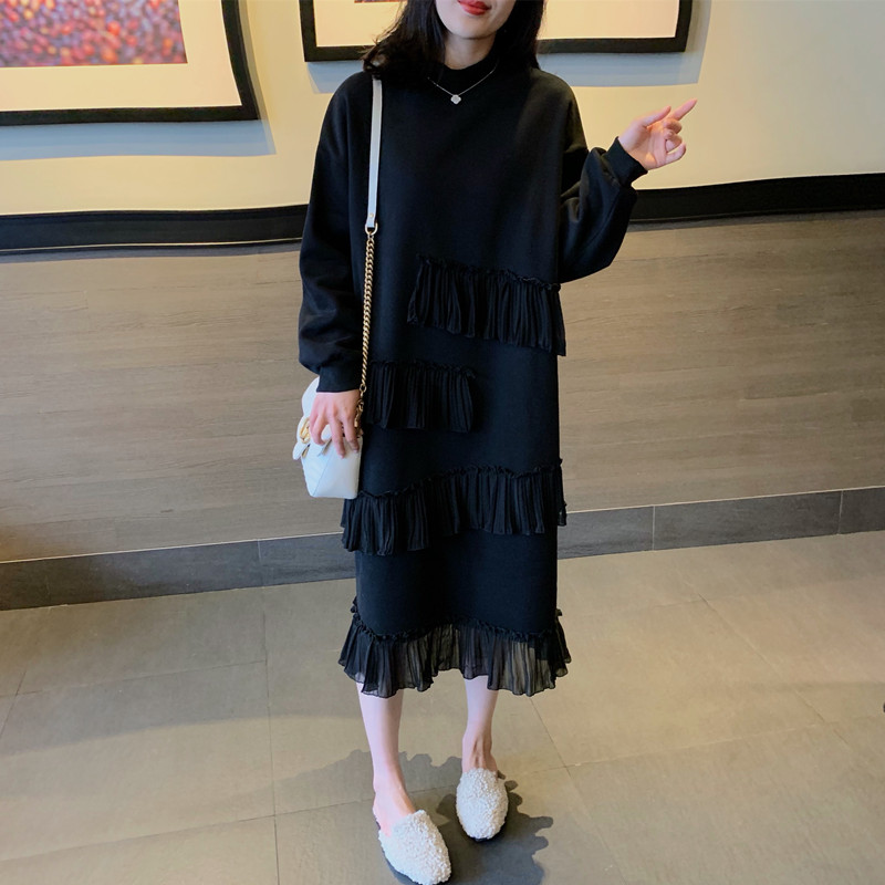 2025春季新款智熏法式桔梗复古山本过膝的法国小众蛋糕连衣裙子女