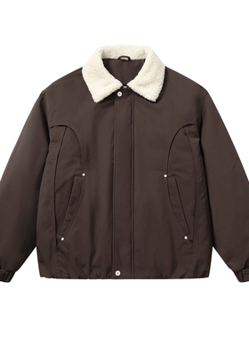 90白鸭绒羽绒服男冬季2025新款休闲加厚保暖拼接羊羔毛领工装外套