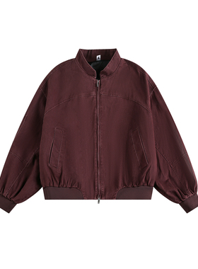 2025复古立领工装夹克男秋冬男女解构水洗纯棉上衣美式飞行员外套