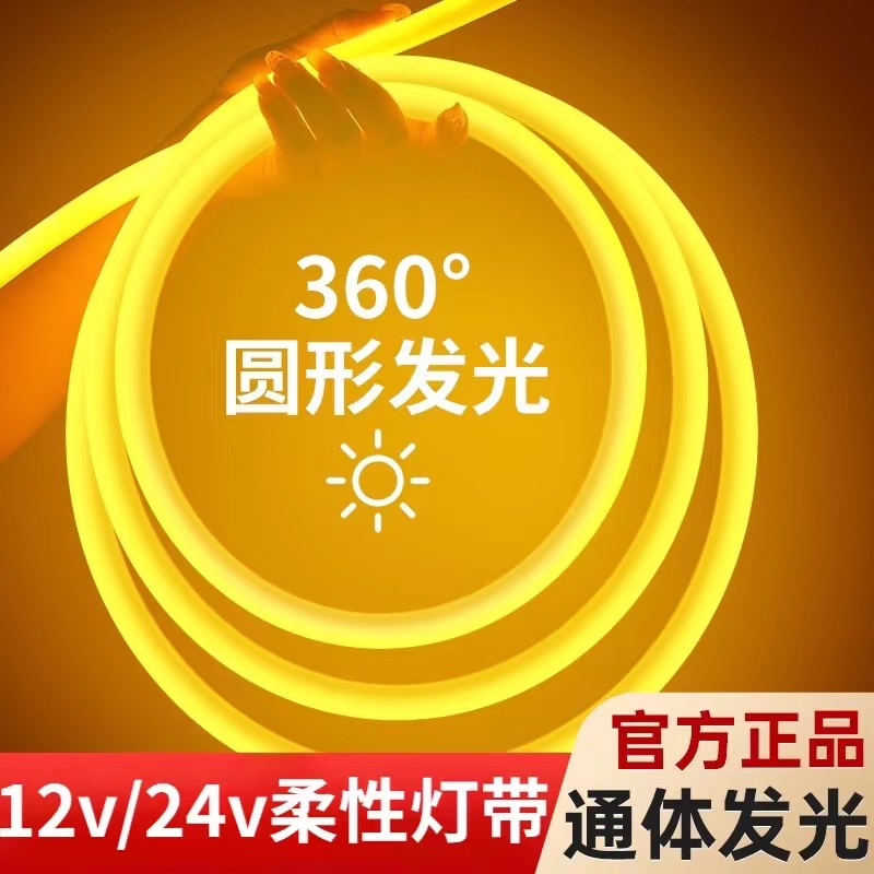 24V霓虹柔性软灯带led12V线条灯圆形360度装饰氛围灯防水广告高亮 家装灯饰光源 室内LED灯带 原图主图