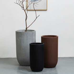 北欧落地高筒创意绿萝水泥花盆大号特大户外花室内园庭院园林景观