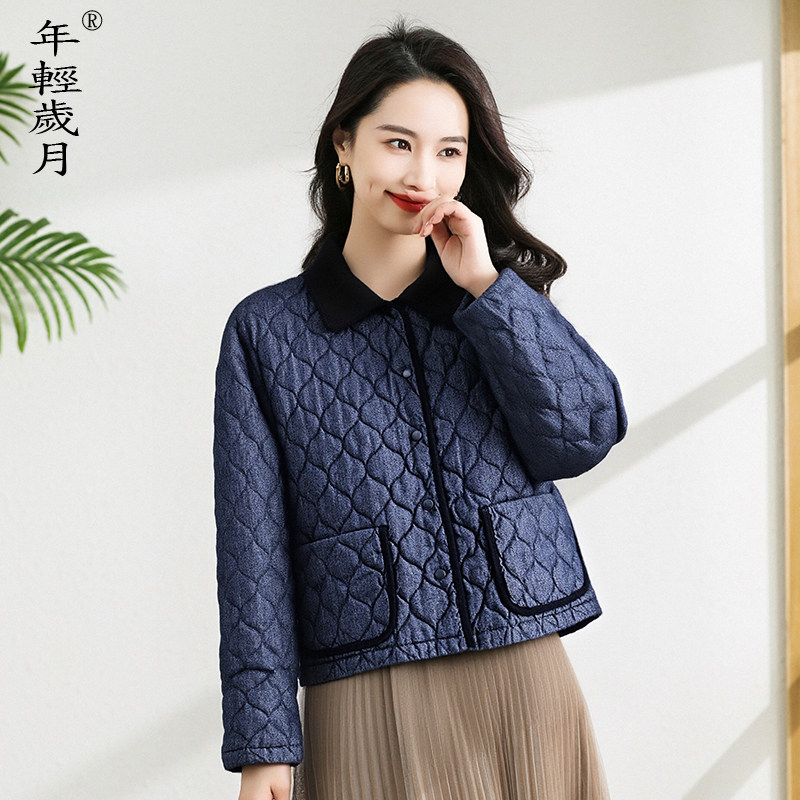 高级感轻薄翻领牛仔羽绒服女短款2025冬季新款洋气小个子保暖外套