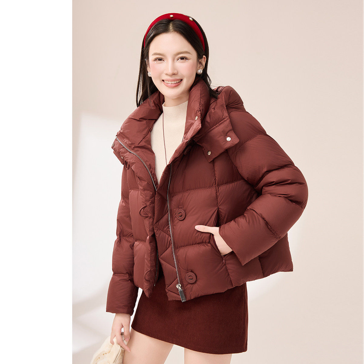 小个子短款羽绒服女冬季2025新款休闲时尚修身白鸭绒加厚保暖外套,淘宝优惠券,粉丝福利购,淘宝优惠卷