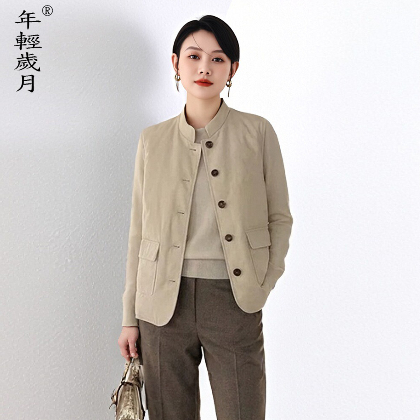 轻熟风立领高端麂皮鹅绒马甲女2026秋冬新款通勤百搭修身轻羽绒服