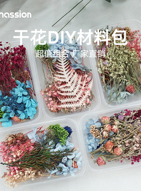 干花diy材料包永生花材手工团扇相框帽子蜡烛真花风干花束ins装饰