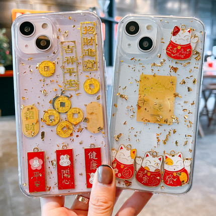 新年招财适用小红米k60手机壳k50 pro平安note12 Turbo中国风k30 k20幸运K40金箔8 9 10 11保护套50至尊60e女