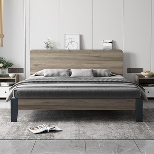 北欧实木床现代简约双人床1.8m家用主卧单人床1.5米经济型床架1.2